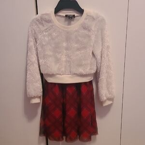 Beautees White Fuzzy Sweater Dress
